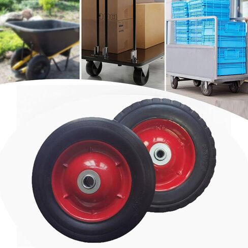 2 Pieces Replacement Wheels Heavy Duty Solid Rubber Tires with Ball Bearing Hand Truck Wheels for Shopping Cart Suitable for in Kuwait