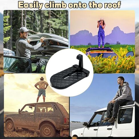 Car Door Step,Universal Car Door Latch Step for Car Roof Access,Aluminum Alloy Folding Step for SUV and Truck,Truck Accessory Door Step with Window Breaker Hammer, Rated for 400 lbs,Black in Kuwait
