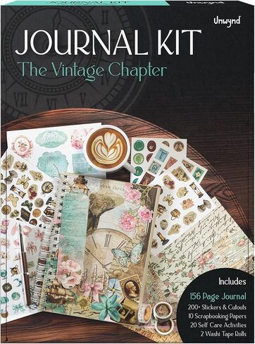 Unwynd Journal Kit Scrapbooking Kit, Aesthetic Scrapbook Kit for Bullet Junk Journal, Washi Tape, Stickers, Papers DIY Journaling Supplies,Gift Adult Women Beginner (Journal Kit - The Floral Chapter) in Kuwait
