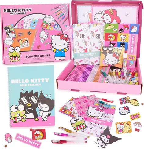 مجموعة سجل قصاصات Hello Kitty من Toyland® - مجموعة أنشطة إبداعية مكونة من 520 قطعة تتضمن هدية مفاجئة - سجل قصاصات يمكنك صنعه بنفسك للأطفال بعمر 3 سنوات فما فوق in Kuwait