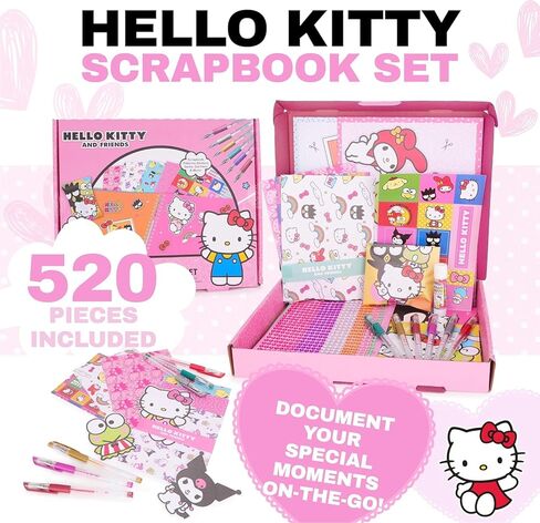 مجموعة سجل قصاصات Hello Kitty من Toyland® - مجموعة أنشطة إبداعية مكونة من 520 قطعة تتضمن هدية مفاجئة - سجل قصاصات يمكنك صنعه بنفسك للأطفال بعمر 3 سنوات فما فوق in Kuwait