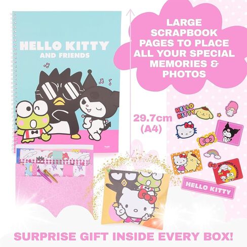 مجموعة سجل قصاصات Hello Kitty من Toyland® - مجموعة أنشطة إبداعية مكونة من 520 قطعة تتضمن هدية مفاجئة - سجل قصاصات يمكنك صنعه بنفسك للأطفال بعمر 3 سنوات فما فوق in Kuwait