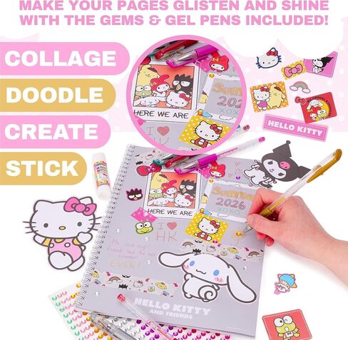 مجموعة سجل قصاصات Hello Kitty من Toyland® - مجموعة أنشطة إبداعية مكونة من 520 قطعة تتضمن هدية مفاجئة - سجل قصاصات يمكنك صنعه بنفسك للأطفال بعمر 3 سنوات فما فوق in Kuwait