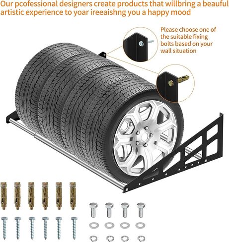 Tire Rack Wall Mount,Heavy Duty Adjustable 31"-56" Tire Storage Rack, Wheel Racks for Garage with Telescopic Rods, Hanging Garage in Kuwait