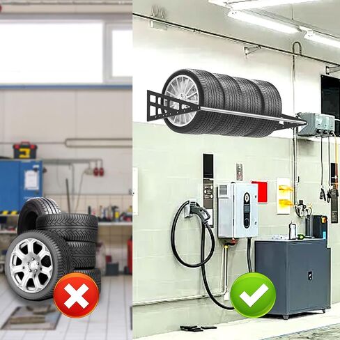 Tire Rack Wall Mount,Heavy Duty Adjustable 31"-56" Tire Storage Rack, Wheel Racks for Garage with Telescopic Rods, Hanging Garage in Kuwait