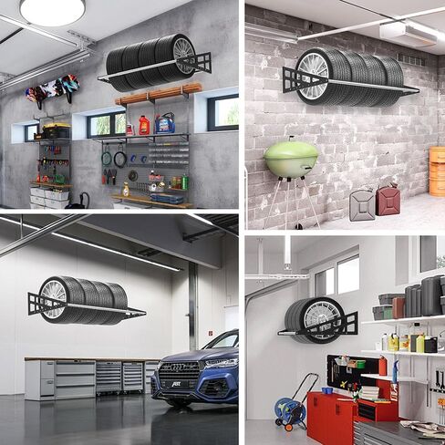 Tire Rack Wall Mount,Heavy Duty Adjustable 31"-56" Tire Storage Rack, Wheel Racks for Garage with Telescopic Rods, Hanging Garage in Kuwait