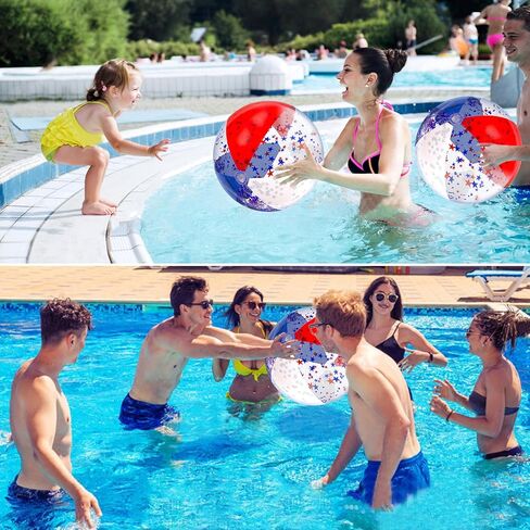 6 Pack 20 Inch Patriotic Inflatable Beach Balls Bulk, 4th of July Confetti Red White and Blue Large Beach Ball for Kids Adults 250th Anniversary Beach & Summer Pool Party Decorations Pool Toys Games in Kuwait