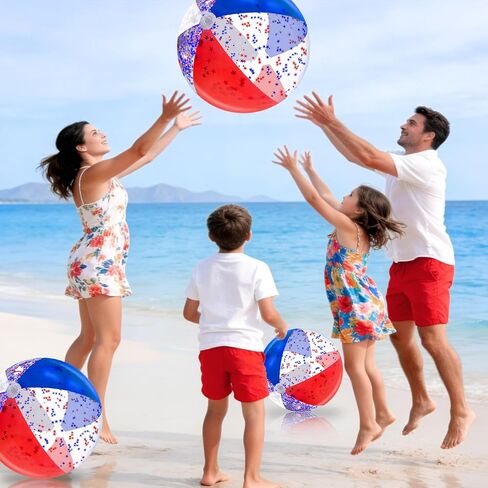 6 Pack 20 Inch Patriotic Inflatable Beach Balls Bulk, 4th of July Confetti Red White and Blue Large Beach Ball for Kids Adults 250th Anniversary Beach & Summer Pool Party Decorations Pool Toys Games in Kuwait
