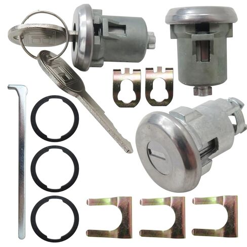 Chrome Doors/Trunk Lock Key Cylinder Set with Keys 608307 605533 Fit for Caprice & Impala 1967-1970, 1977-1996 (NO Station Wagon Models) in Kuwait