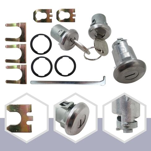 Chrome Doors/Trunk Lock Key Cylinder Set with Keys 608307 605533 Fit for Caprice & Impala 1967-1970, 1977-1996 (NO Station Wagon Models) in Kuwait