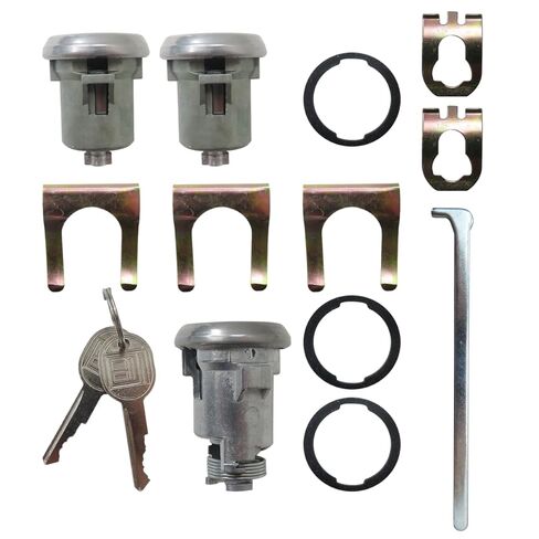 Chrome Doors/Trunk Lock Key Cylinder Set with Keys 608307 605533 Fit for Caprice & Impala 1967-1970, 1977-1996 (NO Station Wagon Models) in Kuwait