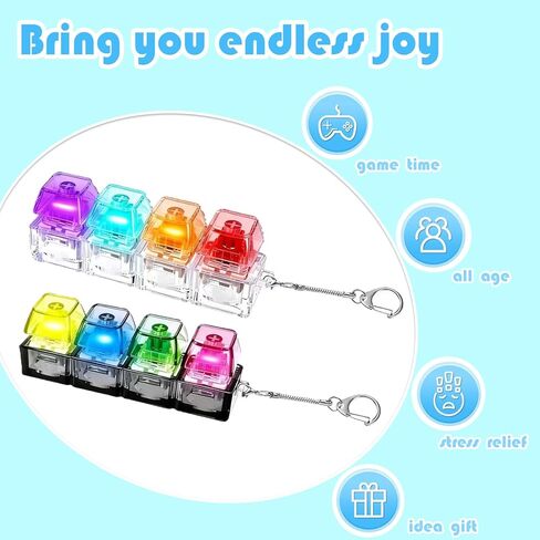 4 عبوات من لعبة سلسلة مفاتيح فيدجيت للوحة المفاتيح، لوحة مفاتيح مع أضواء LED لوحة مفاتيح لتخفيف التوتر، هدايا فيدجيت كلكر للأطفال في عيد الفصح وعيد الميلاد in Kuwait