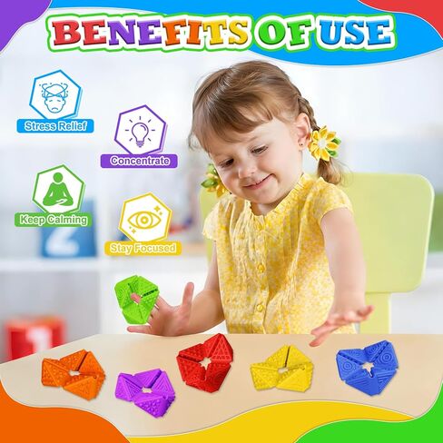 Fidget Sensory Toys for Kids - 6Pack Quiet Textures Sensory Flip Cube for ADHD, Anxiety & Stress Relief, Non-Toxic Durable Desk Fidgets for Classroom, Home & Travel, for Toddlers & Teens in Kuwait