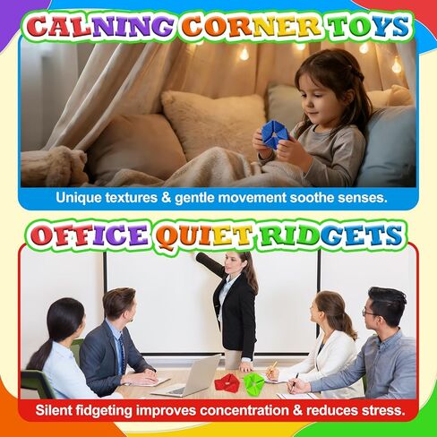Fidget Sensory Toys for Kids - 6Pack Quiet Textures Sensory Flip Cube for ADHD, Anxiety & Stress Relief, Non-Toxic Durable Desk Fidgets for Classroom, Home & Travel, for Toddlers & Teens in Kuwait