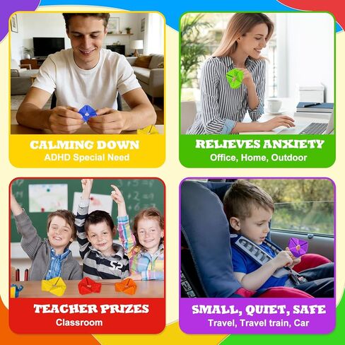 Fidget Sensory Toys for Kids - 6Pack Quiet Textures Sensory Flip Cube for ADHD, Anxiety & Stress Relief, Non-Toxic Durable Desk Fidgets for Classroom, Home & Travel, for Toddlers & Teens in Kuwait