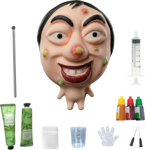 Professional Pimple Popping Fidget Toy(Curly Hair Man), 12-Piece DIY Desk Pimple Popper Kit with Customizable Pimple Colors (Instruction Manual Included), Reusable ASMR Squishy Gadget for Office Focus in Kuwait