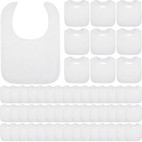 Toulite 50 Pcs White Bibs for Baby Washable Reusable Feeder Bibs Cotton Baby Bibs with Double Sided Design in Kuwait