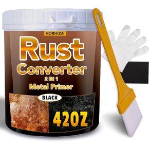 2 in 1 Rust Converter & Metal Primer, 42 Oz Black Rust Inhibitor Paint for Metal, Rust Conversion Paint, Heat-Resistant Anti Rust Coating for Car, Marine, Industrial, Chassis in Kuwait
