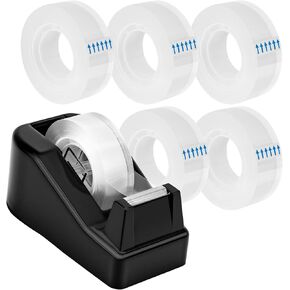 Desktop Tape Dispenser, Lightweight Tape Holder with 6 Rolls Transparent Tape, Stable Non-Skid Base for Office, Home & School, 1-Inch Core (0.71 in x 1000 in Each) in Saudi Arabia