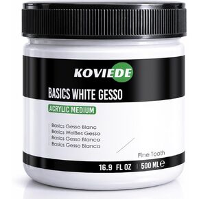 Professional White Gesso Primer for Acrylic Painting (16.9oz/500ml), Superior Coverage & Fine Tooth Canvas Surface Prep Medium for Acrylic Paint, Oil Paint, Wood & Ceramics in Saudi Arabia