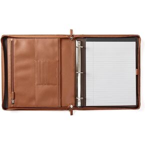 Leatherology Cognac Full Grain Leather Padfolio Binder – Professional Organizer with 3-Ring Binder, Notepad & Zip Closure in Saudi Arabia