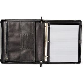 Leatherology Black Onyx Full Grain Leather Padfolio Binder – Professional Organizer with 3-Ring Binder, Notepad & Zip Closure in Saudi Arabia