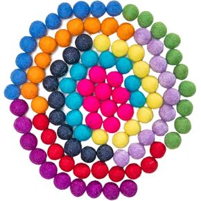 Generic Felt Pom Poms - Wool Felt Balls - 10 Vibrant Colors - 100 Pieces - 2cm (~0.8 inch) Size Each - Craft - DIY - Handmade 100% NZ Wool, RS1110 in Kuwait