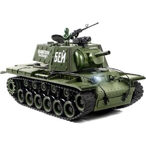 Supdex 1/18 الاتحاد السوفيتي KV1 RC دبابة، لعبة نموذج الجيش 2.4G مع دخان وصوت وأضواء، جهاز تحكم عن بعد بطول 165 قدم، لعبة داخلية وخارجية لجميع التضاريس للأطفال والكبار in Kuwait