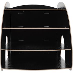 Wooden File Rack A4 Desktop Storage Shelf Arc-Shaped Office Storage Organizer Black for Documents and Paper Files in Kuwait