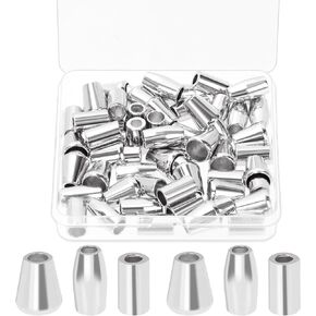 Swpeet 72Pcs 3 Styles Conical/Column/Tube Bell Metal Bell Stopper Kit, Gold/Silver/Black/Gun-black Metal Cord Lock, Drawstring Rope Stopper, Cord Ends Stopper, Rope End for Lanyard Backpack in Kuwait