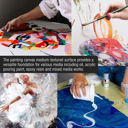 U.S. Art Supply Stretched Canvas for Painting 16" x 20" Museum 2-3/8" Extra Deep Profile, 17oz Acrylic Gesso Triple Primed, Gallery-Style (2 Pack), 100% Cotton, Art Canvases for Painting, Epoxy Resin in Kuwait