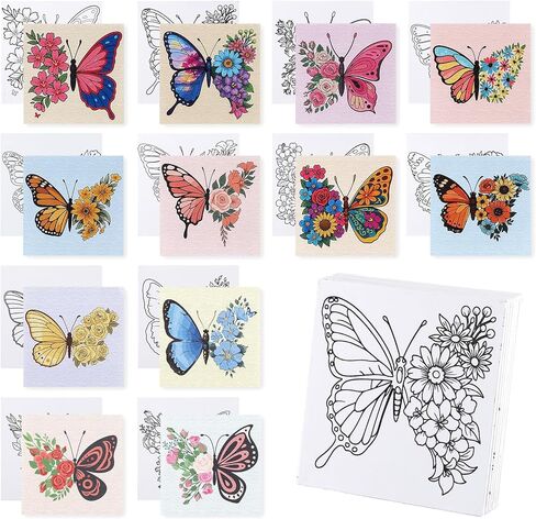 12 Packs Butterfly Pre Drawn Canvas to Paint, Pre Printed Canvas for Painting, Pre Stretched Canvas Outline Painting Boards for Beginners, Students, Party Favors(4 * 4in) in Kuwait