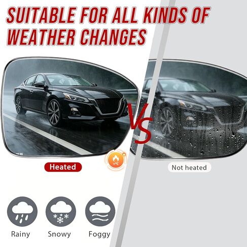 Right Passenger Side Heated Mirror Glass for Nissan Altima 2019-2022,Automotive Exterior Mirror Replacement for Nissan Altima 2019 2020 2021 2022 Rear View Mirrors Glass with Power Heated in Saudi Arabia