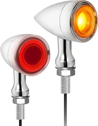 إشارات انعطاف رصاصة للدراجات النارية - قطعتان من مصابيح LED الخلفية، مؤشر SMD الضوء الأحمر والأبيض اللاسلكي متوافق مع هوندا ياماها سوزوكي كاواساكي هارلي سبورتستر داينا (أسود) in Kuwait