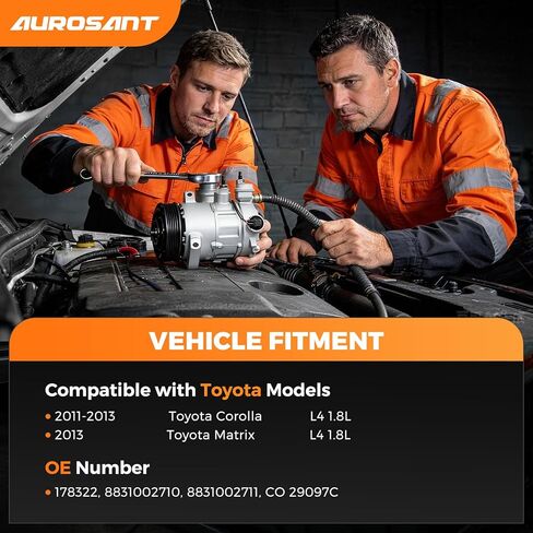 AC Compressor Compatible with Toyota Corolla 1.8L 2011 2012 2013 11 12 13, Matrix 1.8L 2013 13 Replacement for 178322 in Kuwait