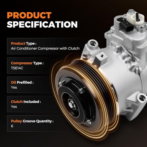 AC Compressor Compatible with Toyota Corolla 1.8L 2011 2012 2013 11 12 13, Matrix 1.8L 2013 13 Replacement for 178322 in Kuwait
