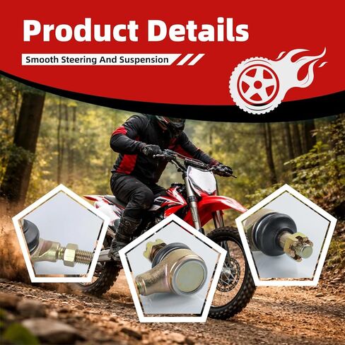 وصلة كروية لقضيب ربط اليد اليمنى واليسرى 10-10 مم متوافقة مع 50cc 70cc 90cc 110cc 125cc 200cc 250cc TaoTao Coolster Kazuma Chinese Kids Roketa Baja ATV Quad 4 Wheeler Go Kart أجزاء الدراجة الترابية 4 قطع in Kuwait