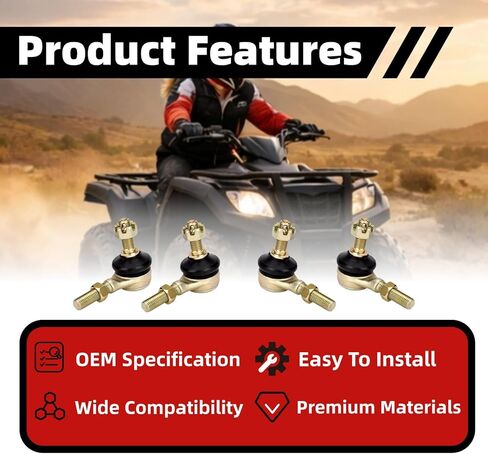 وصلة كروية لقضيب ربط اليد اليمنى واليسرى 10-10 مم متوافقة مع 50cc 70cc 90cc 110cc 125cc 200cc 250cc TaoTao Coolster Kazuma Chinese Kids Roketa Baja ATV Quad 4 Wheeler Go Kart أجزاء الدراجة الترابية 4 قطع in Kuwait