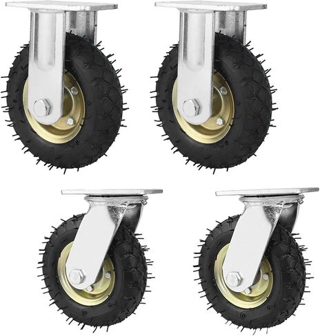 High Performance Industrial Wheels 2 Swivel + 2 Rigid Casters 6" 8" 10" Replacement Rubber Wheels for Hand Trucks Silent Furniture Wheels Heavy Duty Caster Set in Kuwait