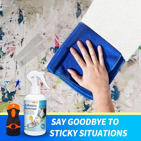 Goo Gone Adhesive Remover Spray, Glue Remover for Car Glass & Paint, Windows, Plastic, Rapidly Removes Sticker, Glue, Tape, Labels Remover and Car Sticker Remover with Plastic Scraper & Towel – 7oz in Kuwait
