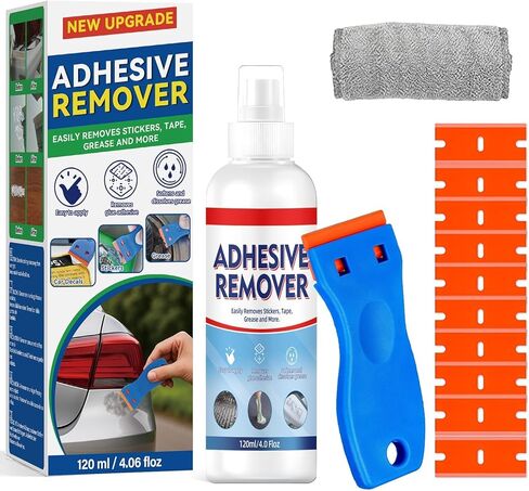 Adhesive Remover Spray, Sticker Remover Cleaning Multi-Surface Residue, Glue Remover for Tap, Decals, Glue, Chewing Gum, from Car, Windows, Glass, Plastic, Label Remover with Scraper and Towel in Kuwait