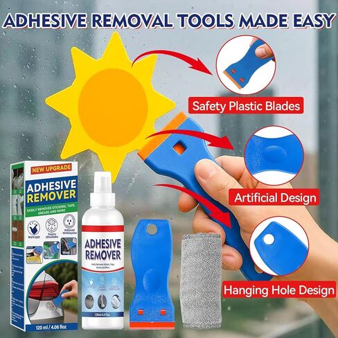 Adhesive Remover Spray, Sticker Remover Cleaning Multi-Surface Residue, Glue Remover for Tap, Decals, Glue, Chewing Gum, from Car, Windows, Glass, Plastic, Label Remover with Scraper and Towel in Kuwait