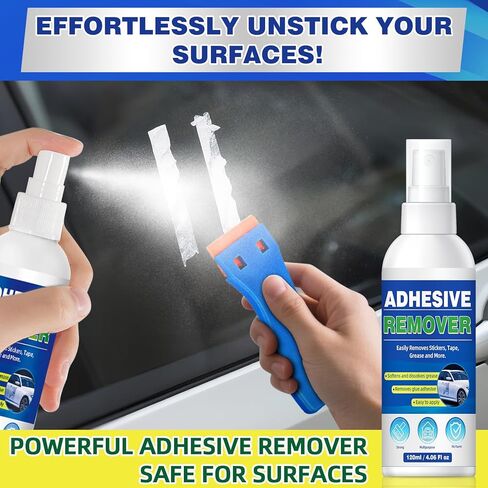 Adhesive Remover, Powerful Sticker Remover Spray with Scraper, Glue Remover for Windows, Glass, Plastic, Carpet, Rapidly Removes Sticker, Glue, Tape, Labels Remover and Car Sticker Remover in Kuwait