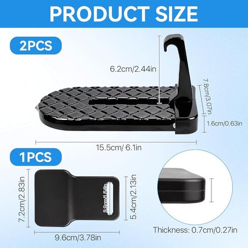2 Pcs Car Door Step, Aluminum Alloy Car Door Latch Steps, Heavy Duty Doors Stand Pedal for Cars Roof Access, Anti-Slip Cars Step Hook with Thickened Rubber Gasket for SUV Truck Jeep in Kuwait