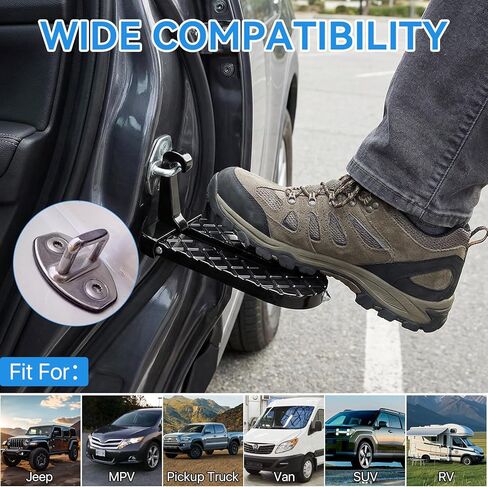 2 Pcs Car Door Step, Aluminum Alloy Car Door Latch Steps, Heavy Duty Doors Stand Pedal for Cars Roof Access, Anti-Slip Cars Step Hook with Thickened Rubber Gasket for SUV Truck Jeep in Kuwait