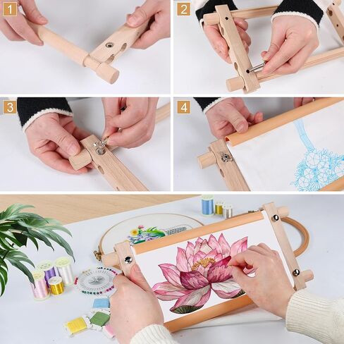 Small Beech Wood Tapestry Embroidery Frames, Scroll Stitching Holder for Cross Stitch, Needlepoint, Quilting & Sewing Projects in Kuwait