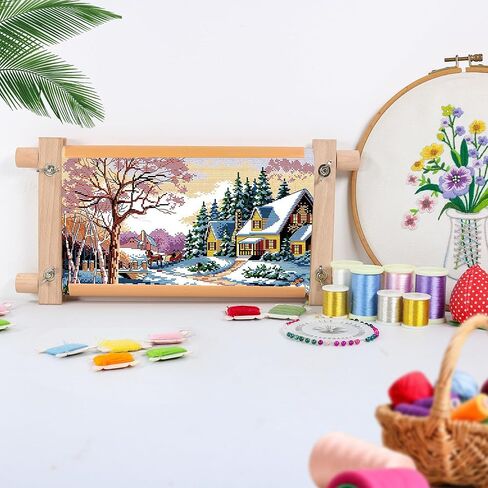 Small Beech Wood Tapestry Embroidery Frames, Scroll Stitching Holder for Cross Stitch, Needlepoint, Quilting & Sewing Projects in Kuwait