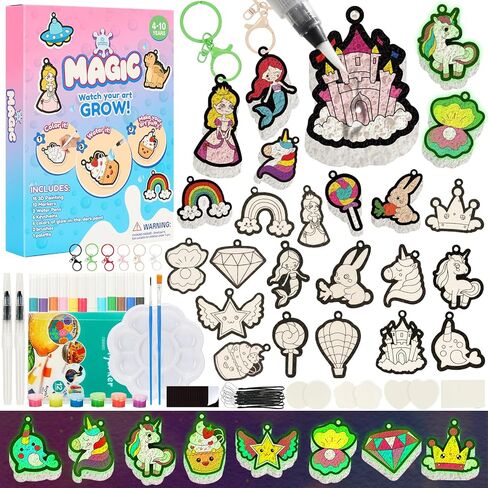 Bafeil Magic Puffy Paint Kit - Aqua Puffs 3D Art Set Princesses & Unicorns Themes, Glow in The Dark Whipped Paint Kit with Foam Texture Paper, Pens for Birthday Easter Gift Crafts Activities in Kuwait