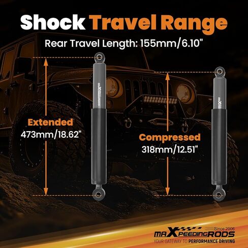 maXpeedingrods 4-7" Rear Lowering Shock for Chevy C10/GMC C15 1973-1987, Upgraded G1 Nitrogen-charged Drop Shock Absorbers in Kuwait