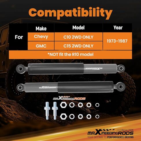 maXpeedingrods 4-7" Rear Lowering Shock for Chevy C10/GMC C15 1973-1987, Upgraded G1 Nitrogen-charged Drop Shock Absorbers in Kuwait